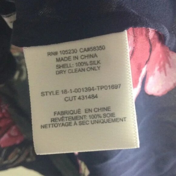 Joie Women's Navy Floral CRISBELL Silk Flutter Sleeve Blouse, Size Medium - Picture 8 of 9